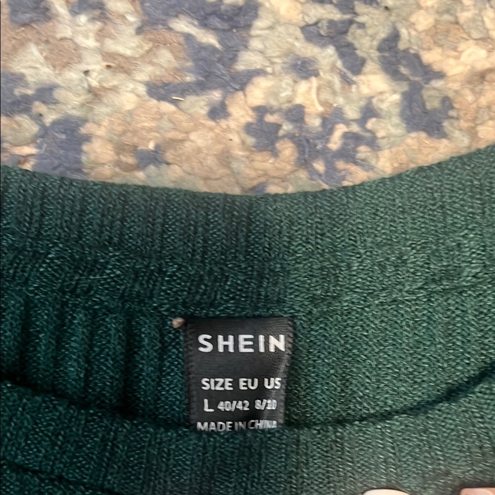 SHEIN Green Ribbed Cropped Long Sleeve Top Women's Large - Picture 2 of 2